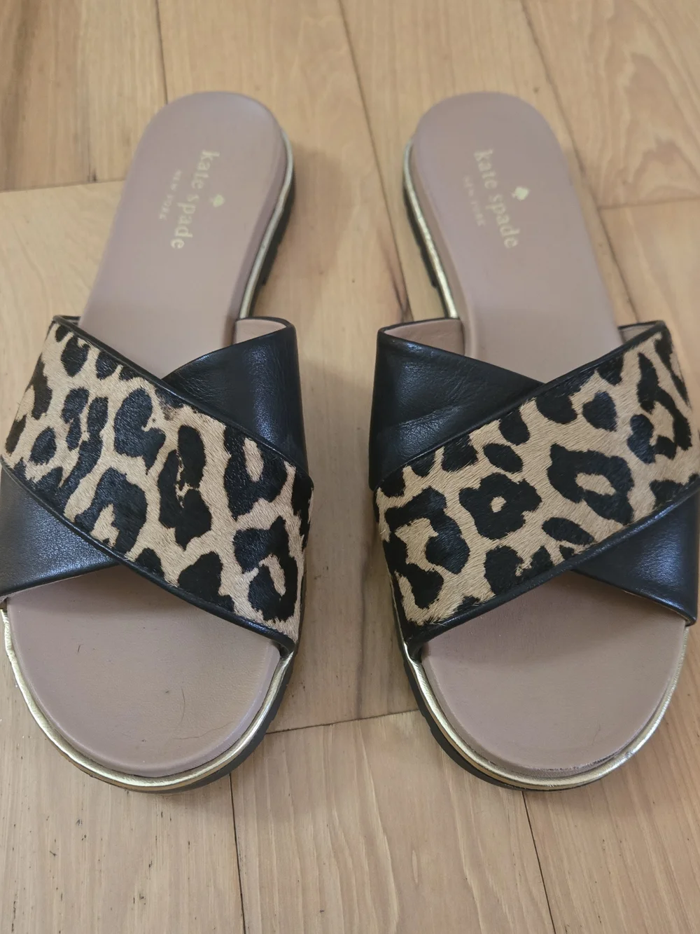 kate spade Leopard & Black Slide Sandals
